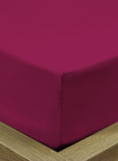 3 Piece Fitted Sheet Set Super Soft Burgundy Single Size 120x200+25cm with 2 Pillow Case - Cotton Home