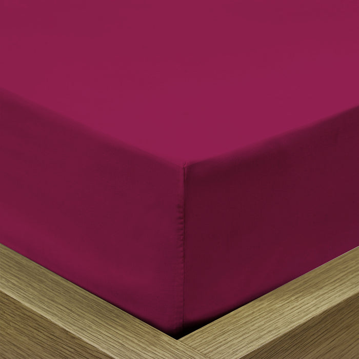 3 Piece Fitted Sheet Set Super Soft Burgundy Twin Size 160x200+30cm with 2 Pillow Case - Cotton Home