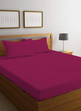 3 Piece Fitted Sheet Set Super Soft Burgundy Single Size 120x200+25cm with 2 Pillow Case - Cotton Home