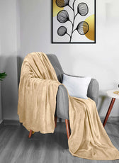 Soft Flannel Blanket Double Size 220x240cm Beige - Cotton Home