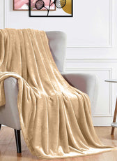 Soft Flannel Blanket Single Size 160x220cm Beige - Cotton Home