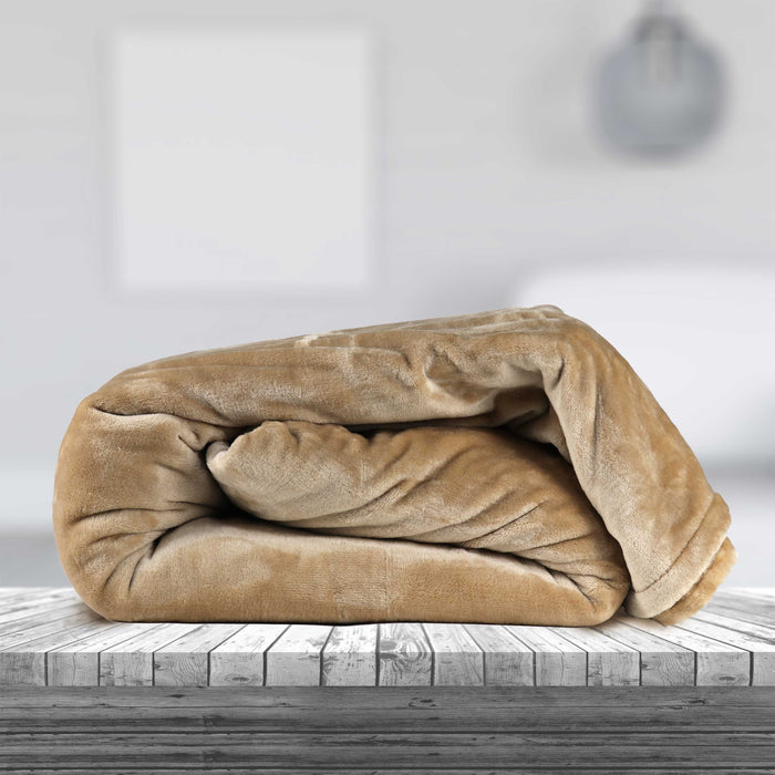 Micro Flannel Blanket Single Piece - 220x240cm - Beige