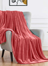 Soft Flannel Blanket Double Size 220x240cm Blush - Cotton Home