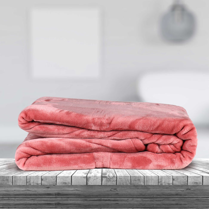 High Quality Blush Double Size Blanket 220x240cm Soft Flannel Blanket Suitable for All Seasons it is Warm Throw Blanket for Bedroom, Couch Sofa, Living Room, Fashion Sofa Bedding, Car, Sofa Recliner