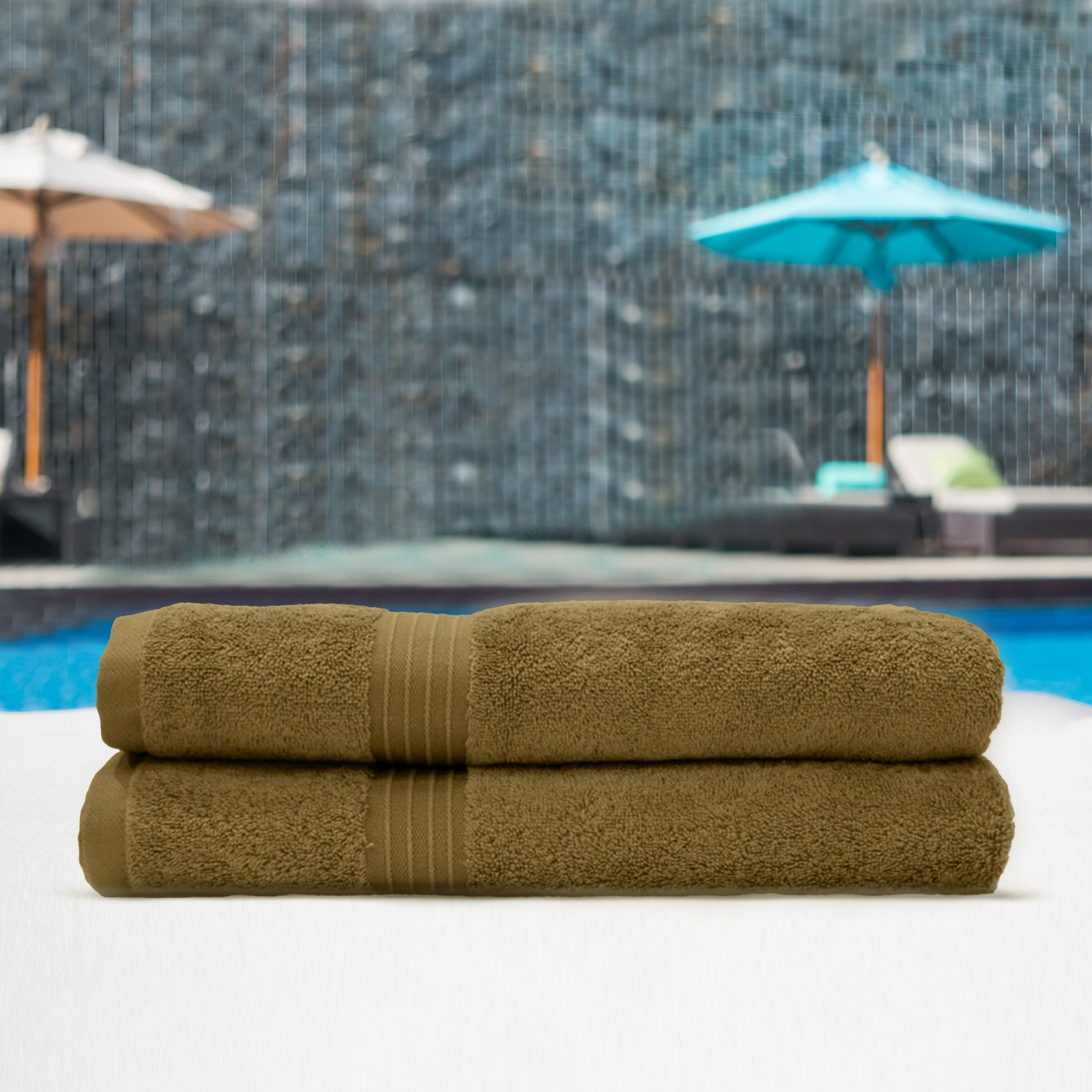 Cotton Bath Towel 70x140 CM 2 Piece Set Camel