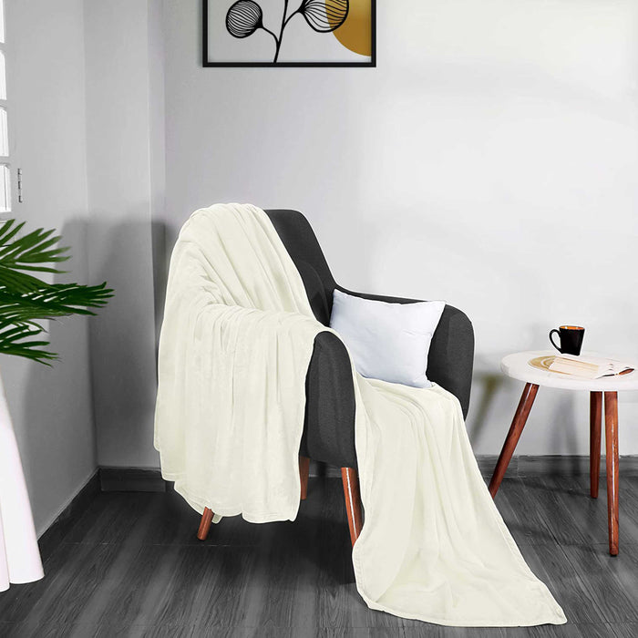 High Quality Cream Single Size Blanket 160x220cm Soft Flannel Blanket Suitable for All Seasons it is Warm Throw Blanket for Bedroom, Couch Sofa, Living Room, Fashion Sofa Bedding, Car, Sofa Recliner