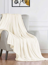 Soft Flannel Blanket Single Size 160x220cm Cream - Cotton Home