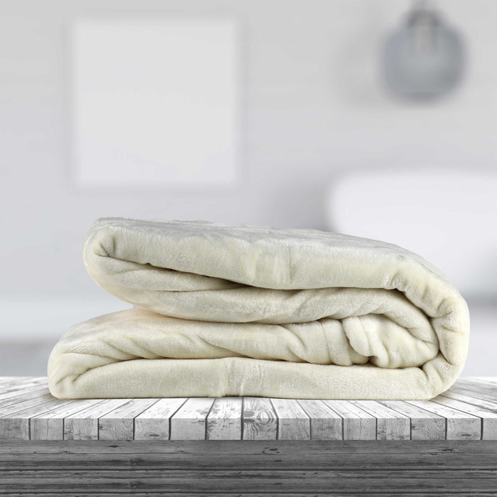 Micro Flannel Blanket Single Piece - 160x220cm - Cream