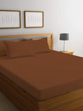 3 Piece Fitted Sheet Set Super Soft Brown King Size 180x200+30cm with 2 Pillow Case
