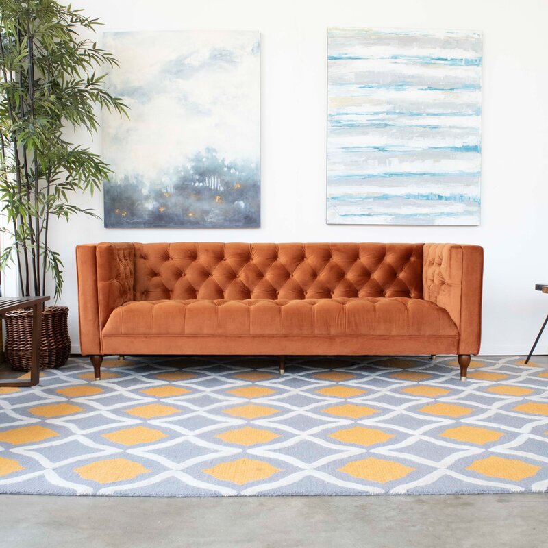 Ector Velvet Tuxedo Arm Sofa - Cotton Home