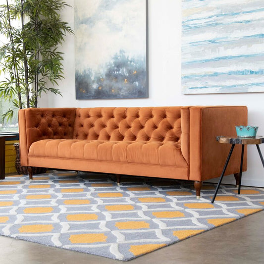 Ector Velvet Tuxedo Arm Sofa - Cotton Home