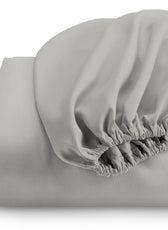 3 Piece Fitted Sheet Set Super Soft Grey Single Size 120x200+25cm with 2 Pillow Case - Cotton Home
