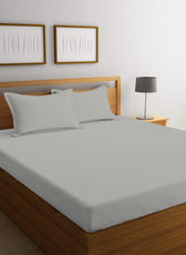3 Piece Fitted Sheet Set Super Soft Grey Single Size 120x200+25cm with 2 Pillow Case - Cotton Home