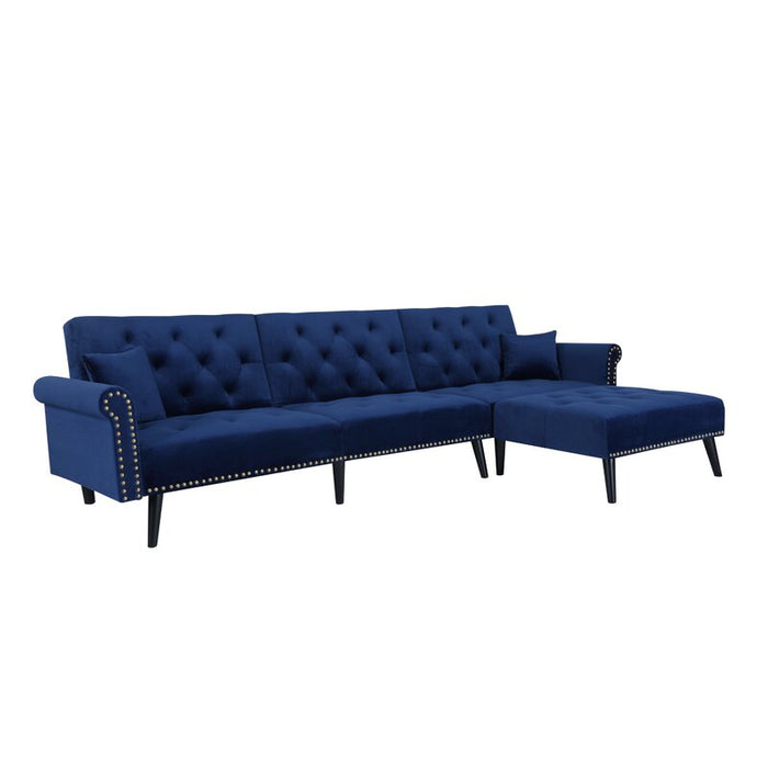 Kerry Wide Velvet Reversible Sleeper Sofa & Chaise - Cotton Home