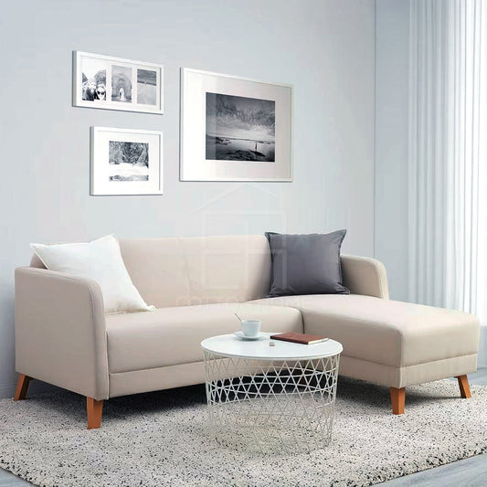 Solcian 3- Seater Chaise Longue Fabric Sofa L145cm x W197cm x H76cm Beige - Cotton Home