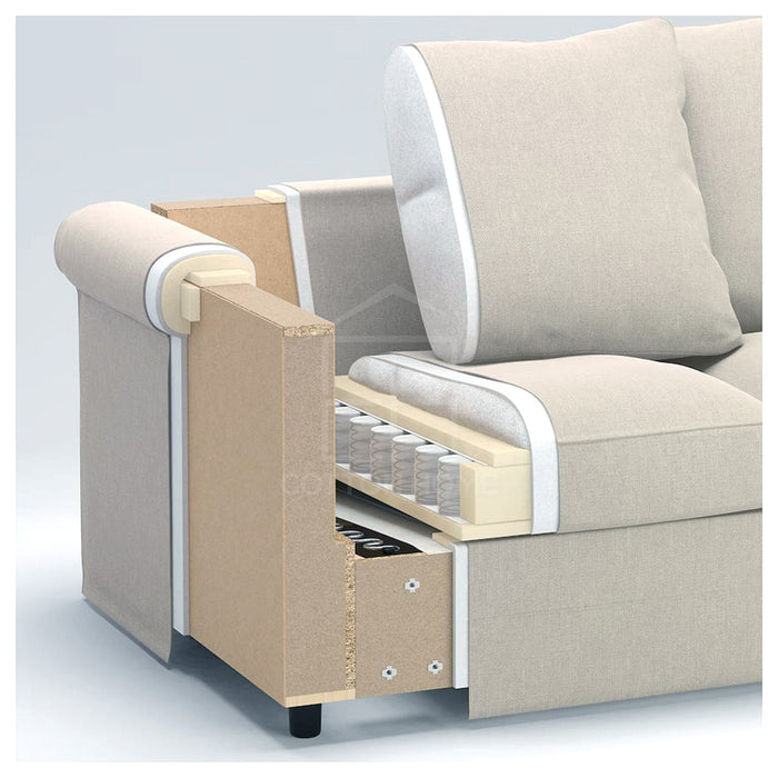 Ambrosian 4 Seater Chaise Longue Sofa L126cm x W328cm x H104cm White