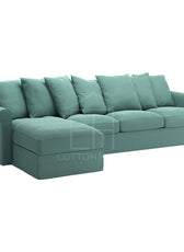 Moduler 4 Seater Chaise Longue Sofa L126cm x W328cm x H104cm Light Green - Cotton Home