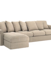 Urbanite 4 Seater Chaise Longue Fabric Sofa L126cm x W328cm x H104cm Beige - Cotton Home