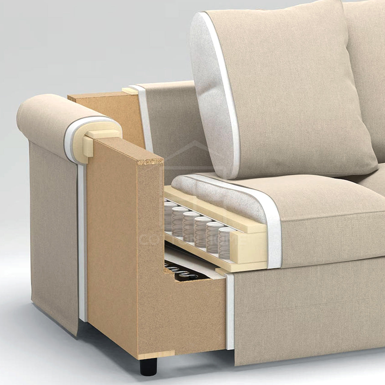 Urbanite 4 Seater Chaise Longue Fabric Sofa L126cm x W328cm x H104cm Beige