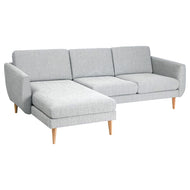 Embolden 3- Seater Chaise Longue Fabric Sofa L161cm x W246cm x H67cm Light Grey