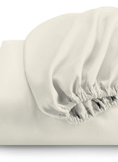 3 Piece Fitted Sheet Set Super Soft Ivory Single Size 120x200+25cm with 2 Pillow Case - Cotton Home
