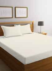 3 Piece Fitted Sheet Set Super Soft Ivory Single Size 120x200+25cm with 2 Pillow Case - Cotton Home