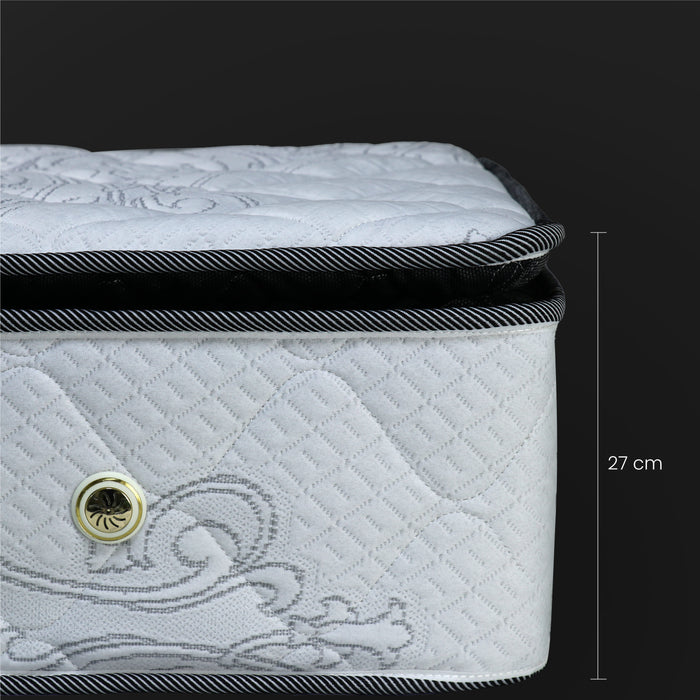 Luxury Sleep Pillow Top Foam Mattress | Medium Firm Feel | Single - White/Black