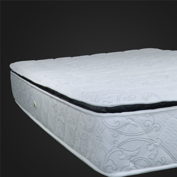 Luxury Sleep Pillow Top Foam Mattress | Medium Firm Feel | Double - White/Black