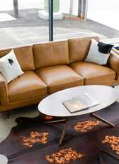 Lesa Leather Square Arm Sofa - Cotton Home