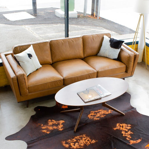 Lesa Leather Square Arm Sofa - Cotton Home