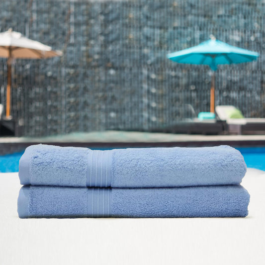Premium Light Blue Pack of 2  600gsm High Quality Cotton Bath Towel 70x140cm