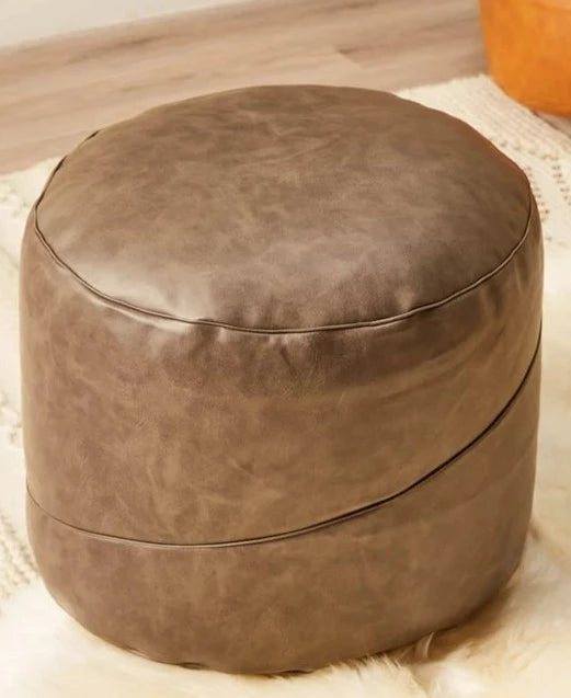 Dark Brown Leather Foot Stool Cotton Home
