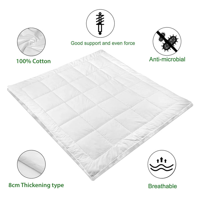 100% Cotton Mattress Toppers in 8cm Thickness