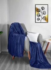 Soft Flannel Blanket Double Size 220x240cm Navy Blue - Cotton Home
