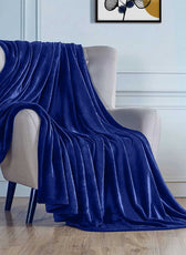 Soft Flannel Blanket Double Size 220x240cm Navy Blue - Cotton Home