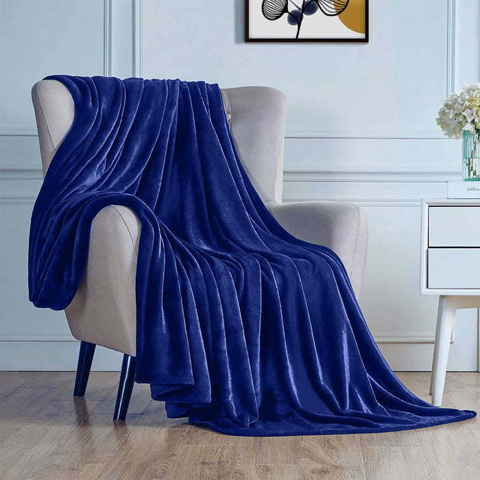 Micro Flannel Blanket Single Piece - 220x240cm - Navy Blue