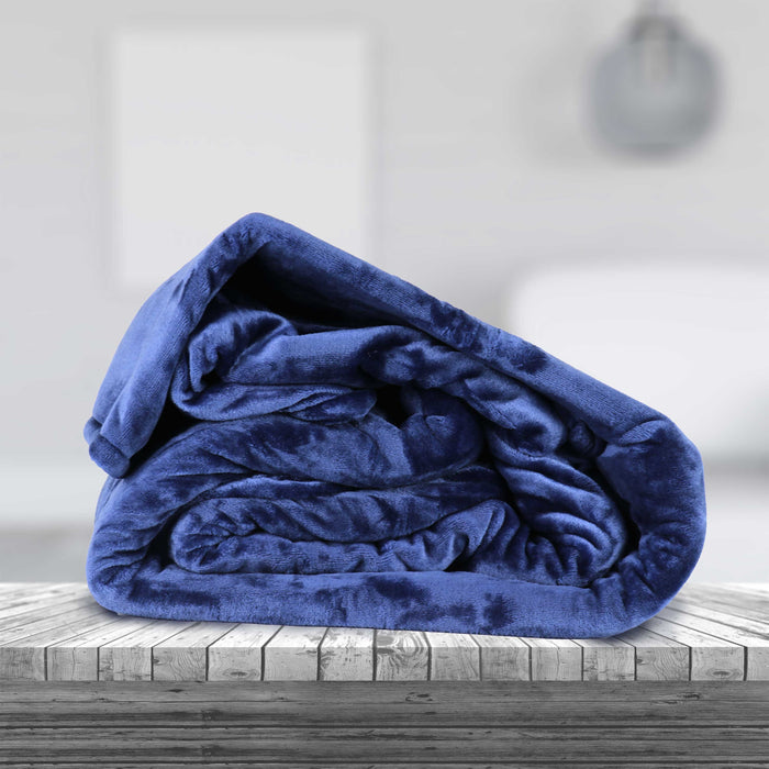 Micro Flannel Blanket Single Piece - 160x220cm - Navy Blue