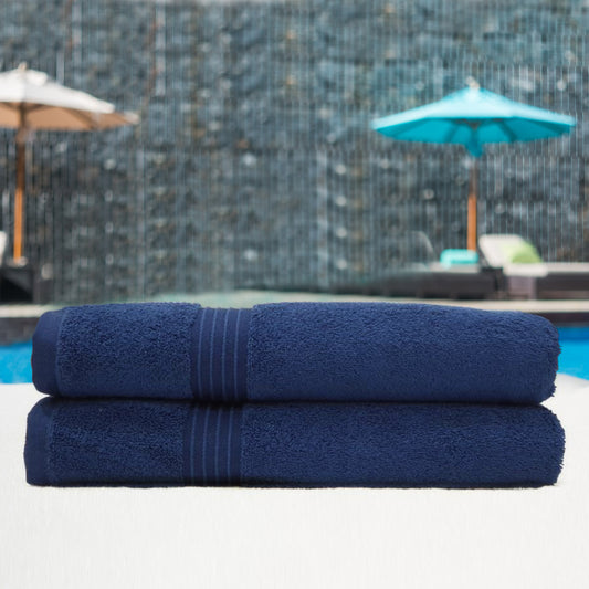 Premium Navy Blue Pack of 2  600gsm High Quality Cotton Bath Towel 70x140cm