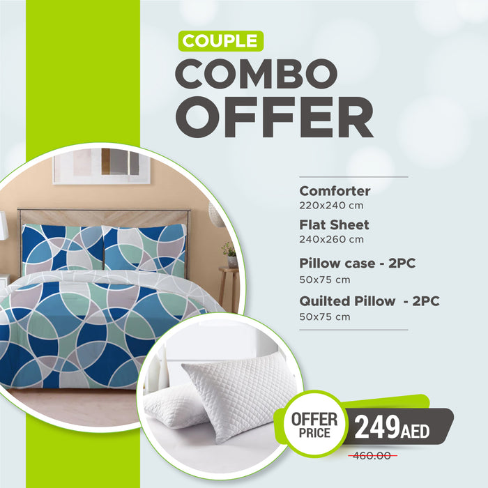 Couple Combo Offer 100% Cotton 6-Piece Printed Comforter Set