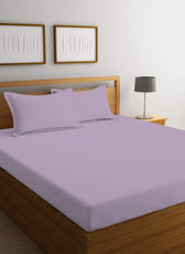 3 Piece Fitted Sheet Set Super Soft Light Purple Single Size 120x200+25cm with 2 Pillow Case - Cotton Home