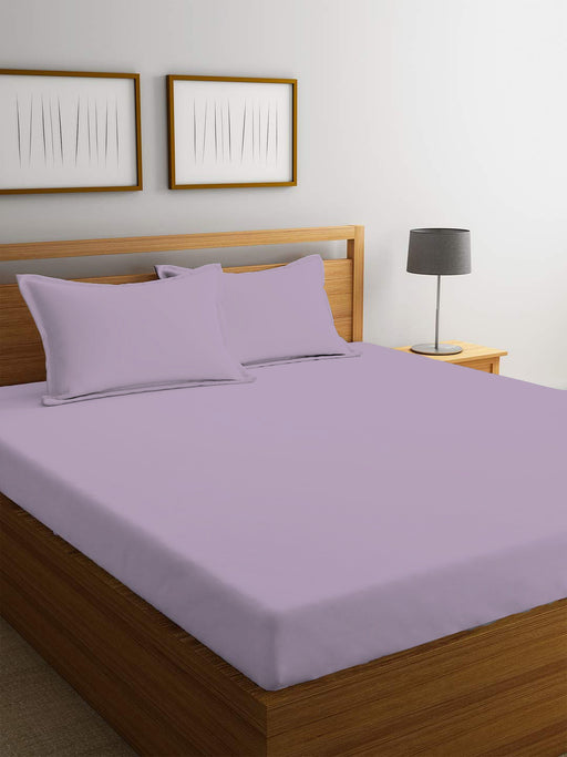 3 Piece Fitted Sheet Set Super Soft Light Purple Single Size 90x200+20cm with 2 Pillow Case - Cotton Home
