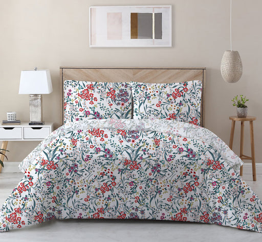 3-Piece Pristine Printed Comforter Set floral red
