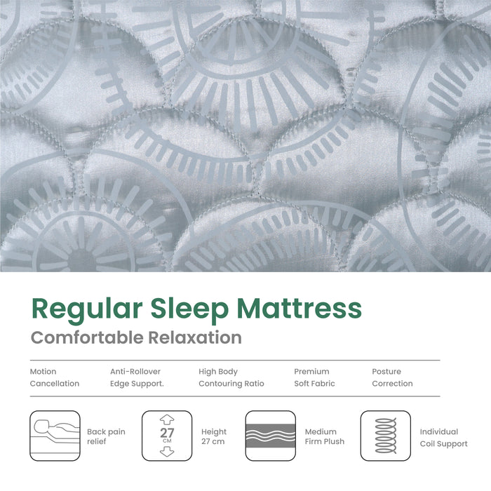 Regular Sleep Pillow Top Foam Mattress | Medium Firm Feel | Single - Satin White