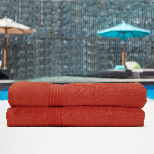 Premium Red Pack of 2 600gsm High Quality Cotton Bath Towel 70x140cm