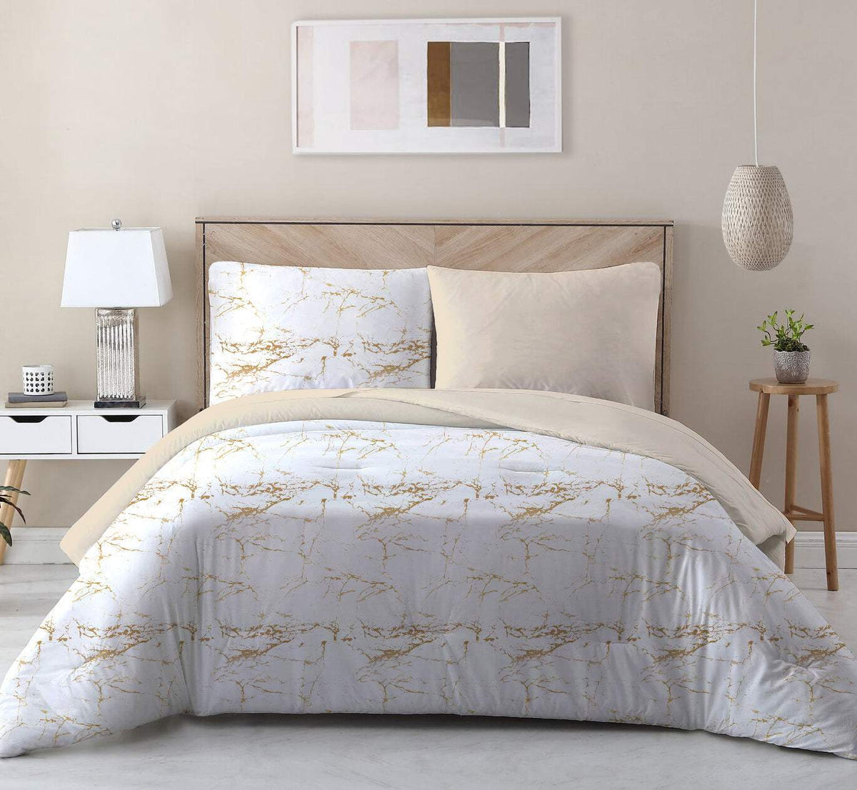 Buy 100 Cotton 3Piece Printed Marble Comforter Set Queen/King Size