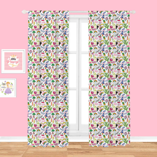 Kids Curtain - 2 pieces - 100% Cotton Printed - 140x240cm - Candy - Cotton Home, kids comforter