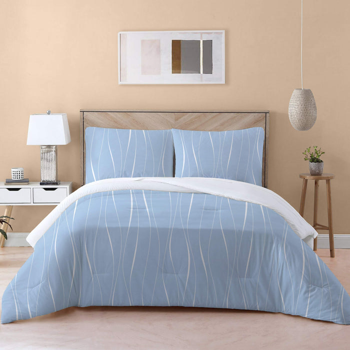 4-Piece Luxury Cotton Comforter Set Queen/King Size Pastel Blue