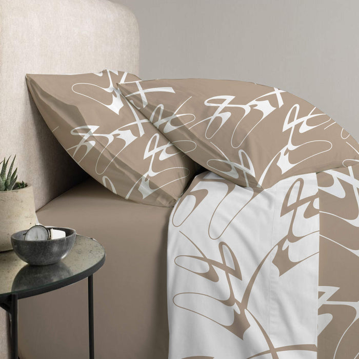 4-Piece Luxury Cotton Comforter Set Queen/King Size Abstract Stroke