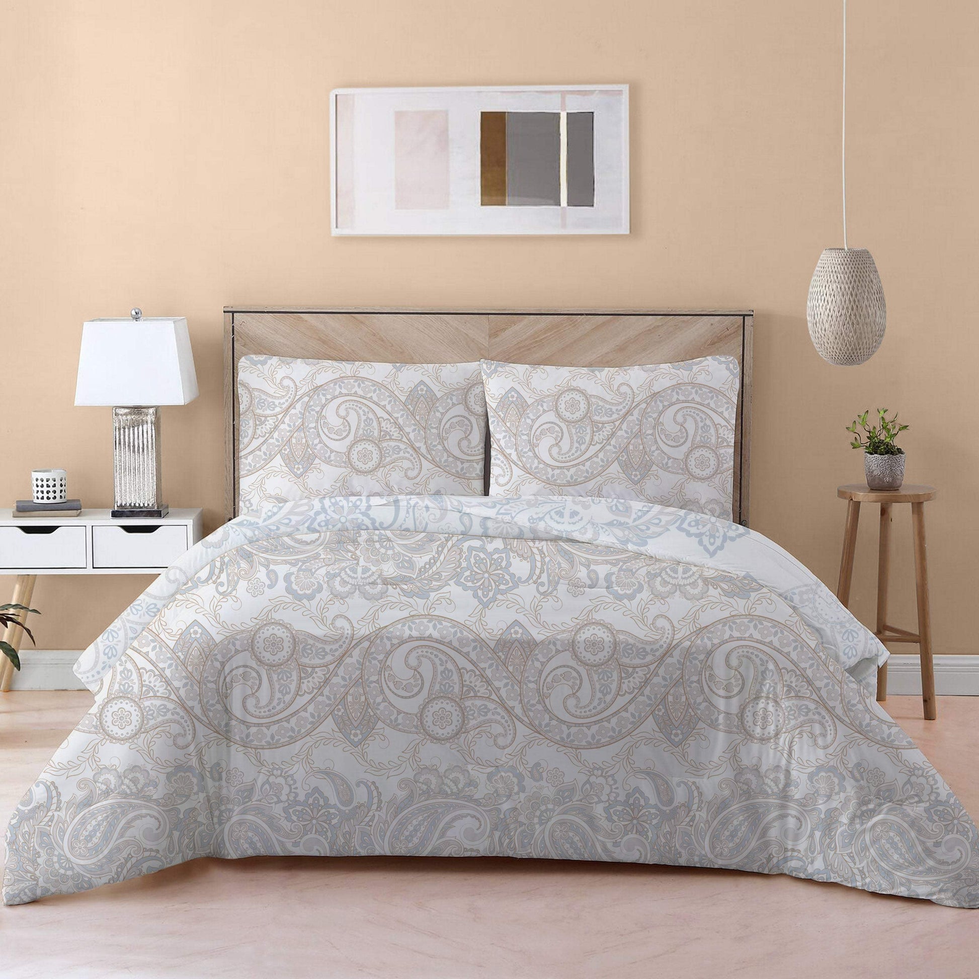 4-Piece Luxury Cotton Comforter Set Queen/King Size Pailsey Print