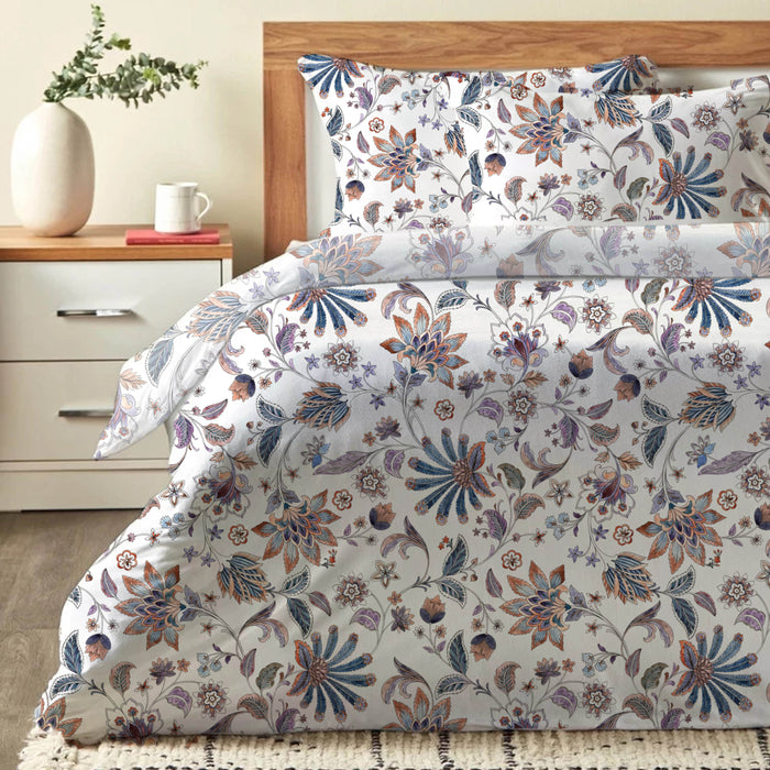 100% Cotton 4-Piece Printed Comforter Set Queen/King Size - Botanical Print